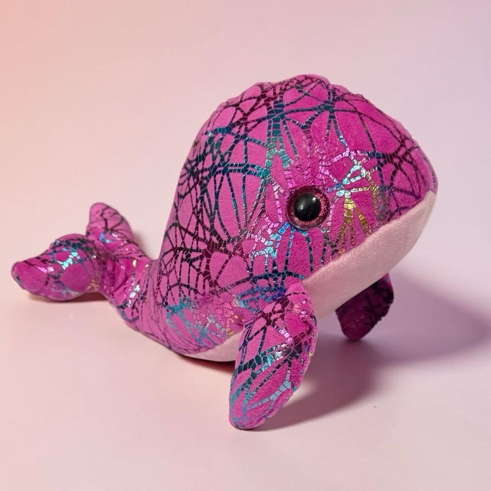 Kellytoy Foil Print Stuffed Plush 12" Killer Whale Pink Foil